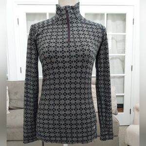 SmartWool Women's Medium Black & Gray 1/4 Zip Mock Neck Pullover Sweater